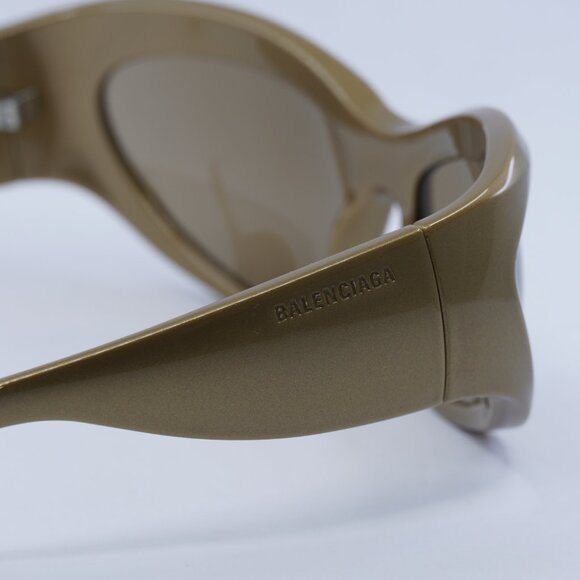 Balenciaga BB0228S 004 Sunglasses Gold Geometric Frame, Brown Mirror Lenses main image 5